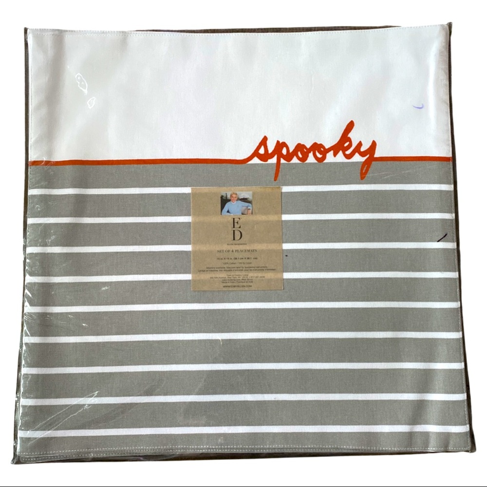 4 ED Ellen Degeneres Spooky Placemats 15" x 15" 100% Cotton New